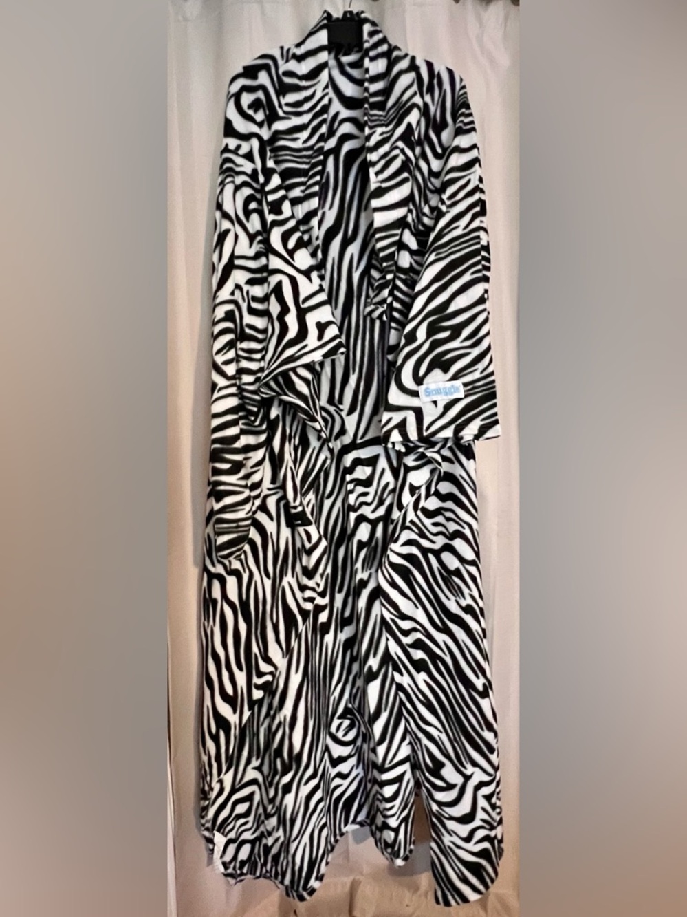 Snuggie Zebra Print Fleece Wearable Blanket Robe OSFM